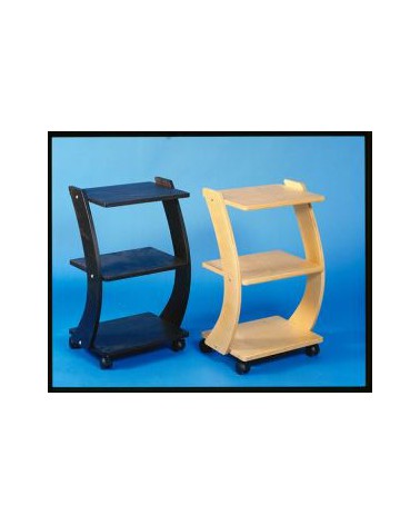 Cerri - Stolik drewniany na kółkach z 2 półkami